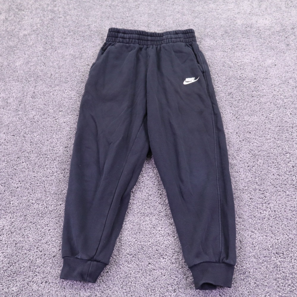 Nike Sweatpants Youth Medium Black Fleece Joggers Elastic Waist Cuffed Lounge